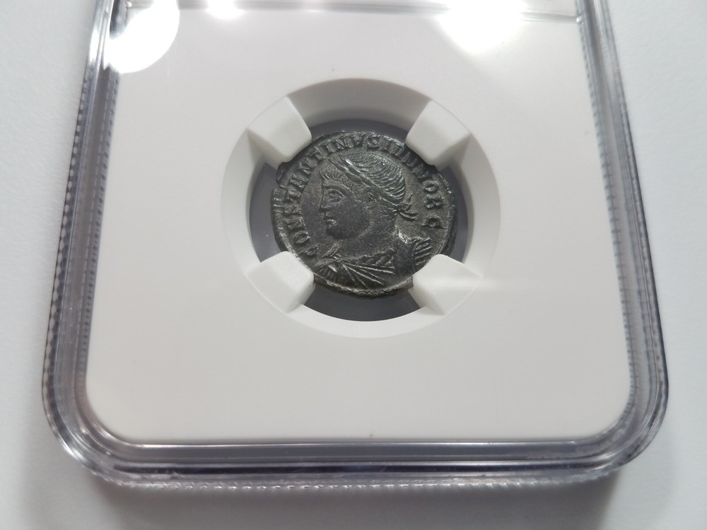 Constantine II Roman Empire Nummus NGC AU Camp Gate Castle Keep Ancient Caesar