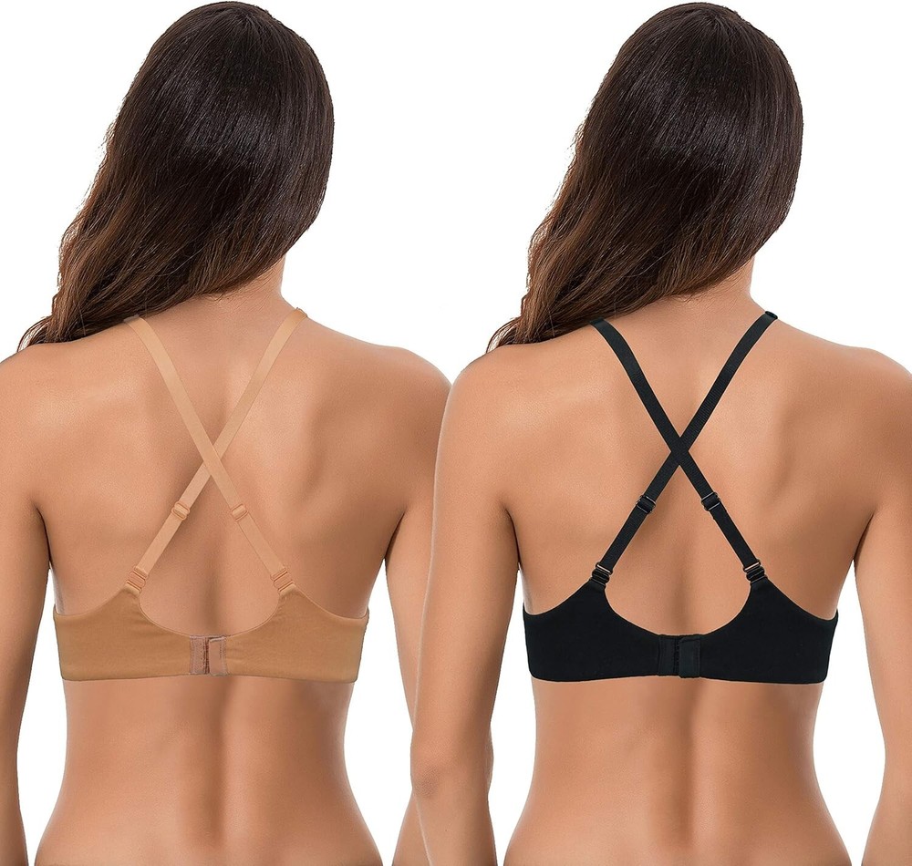 Curve Muse Push Up Convertible Bra 36D 2-Pack Padded Underwire Multiway Strap