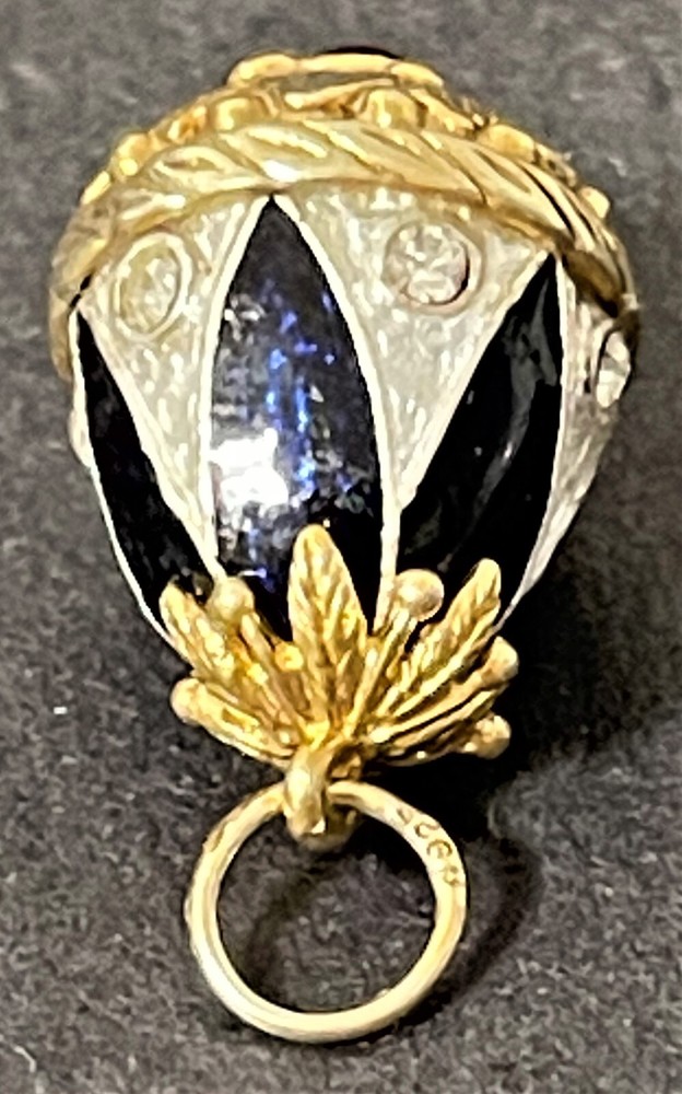 Russian Enameled Sterling Silver Easter Egg Pendant