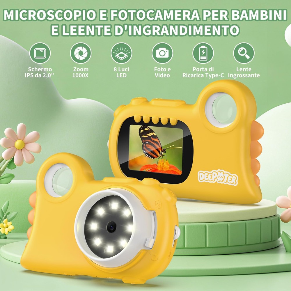 2 in 1 Microscope for Kids & Video Camera, 1000X Digital Microscope with 2.0"...