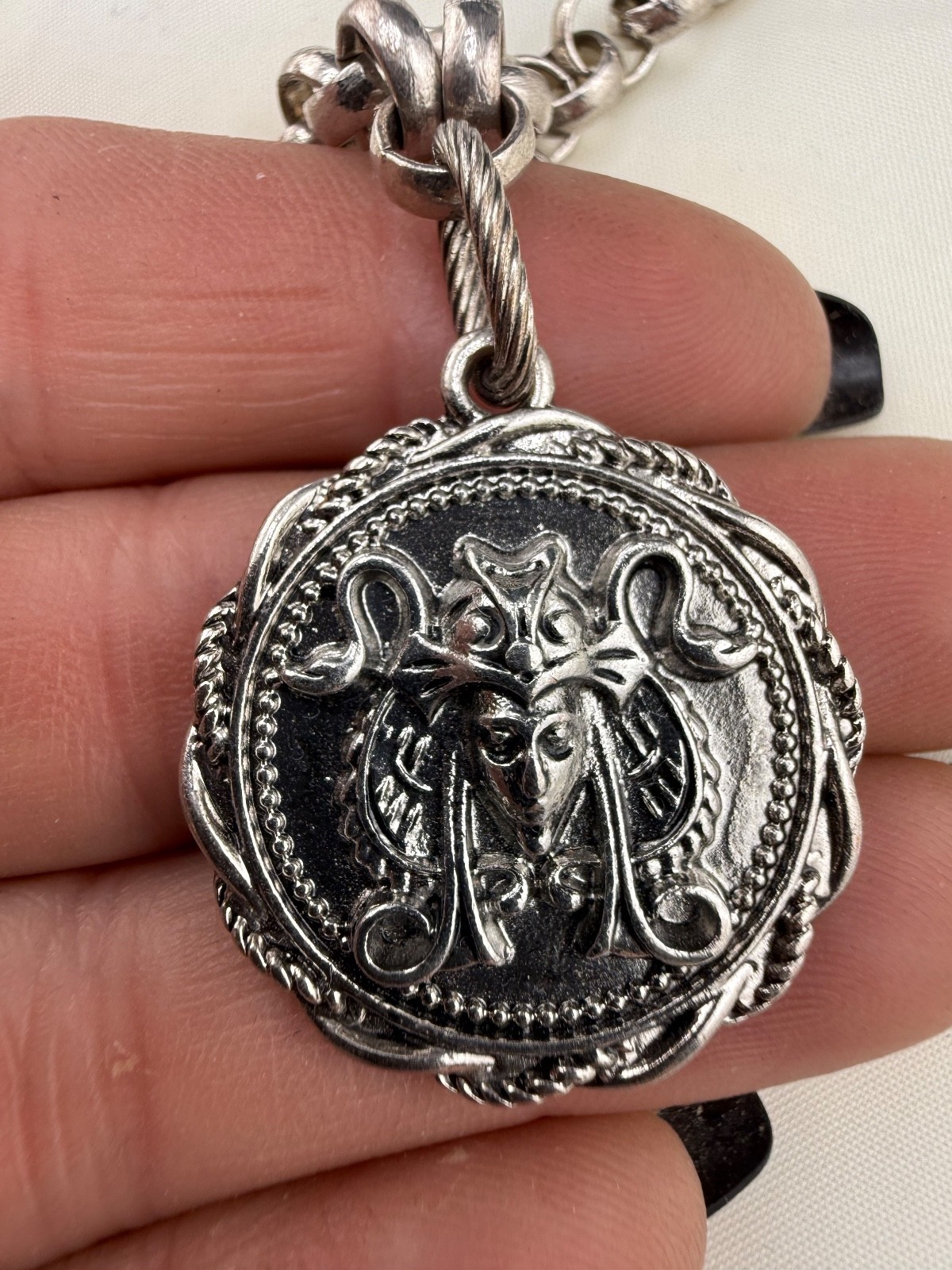 Egyptian Revival Charm Necklace Signed Lane Bryant 48”