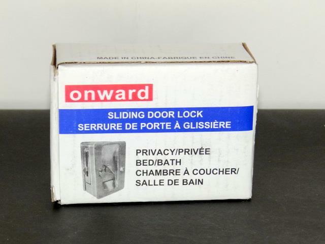 New Onward 1701CPS-BC Pocket Door Pull with Privacy Lock - Rectangular, Brass