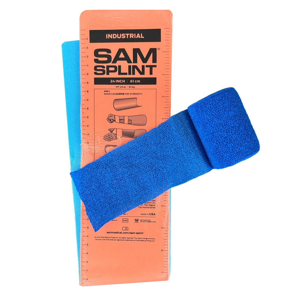 SAM Splint Combo Pack - (24" Orange/Blue Splint with Blue Cohesive Wrap)