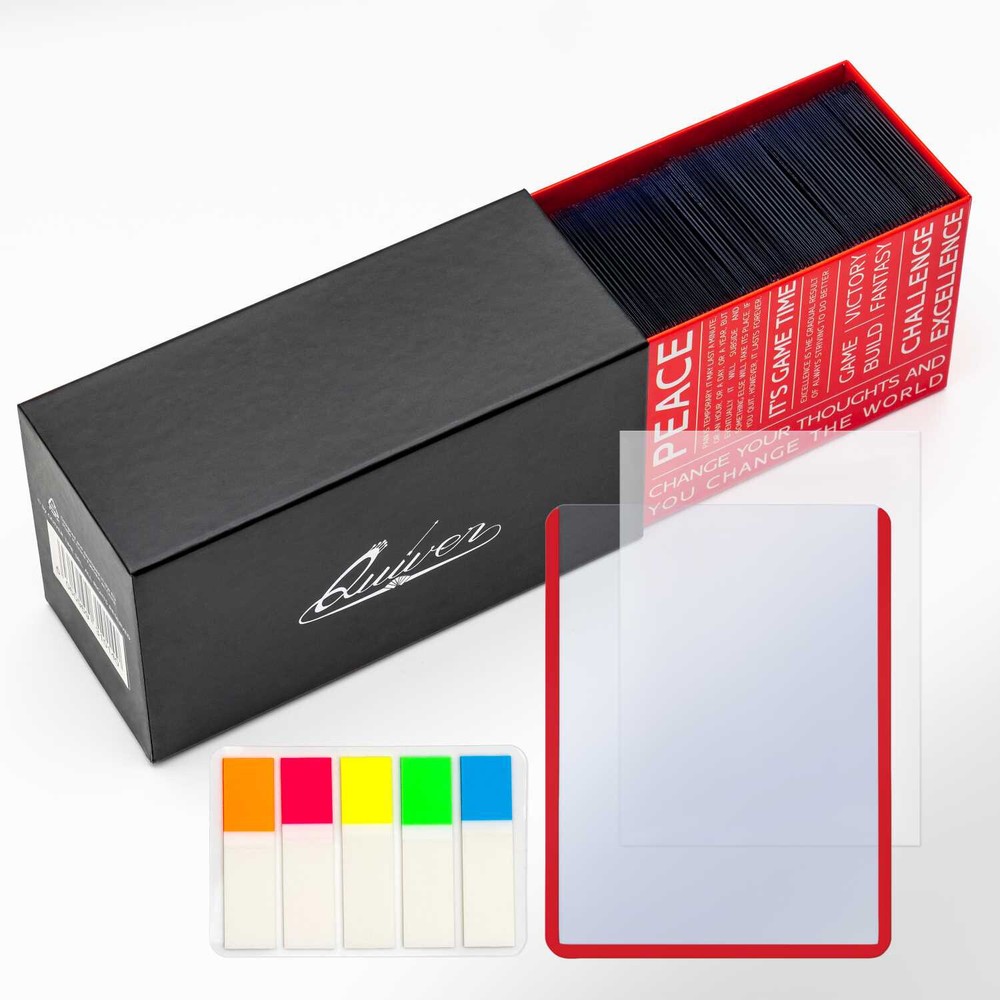 Quiver 100 Count Top Loader for Cards + 100 Soft Card Sleeves + 100 Pull-Tabs