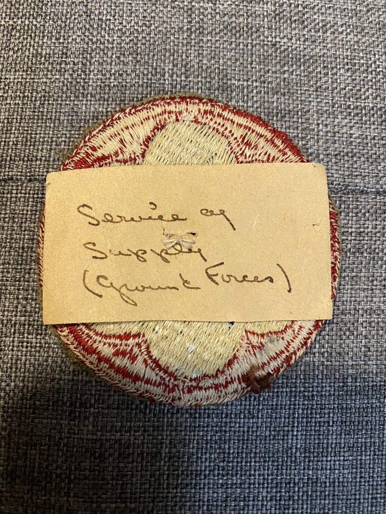 WWII US Army Service Supplies Ground Forces Patch With Handwritten ID Note