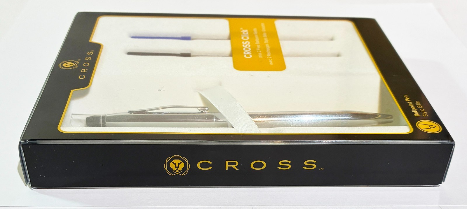 Chrome CROSS CLICK BALLPOINT PEN w/ Two Refills AT0622F-101/17 UNOPENED! UNUSED!