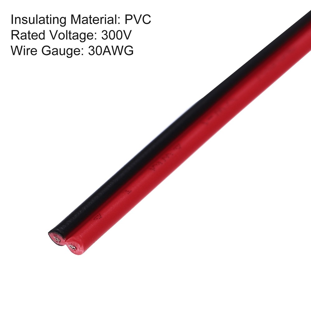 30AWG 2-Conductor Electrical Wire, Tinned Copper 25Ft/7.5M 300V Parallel Wire