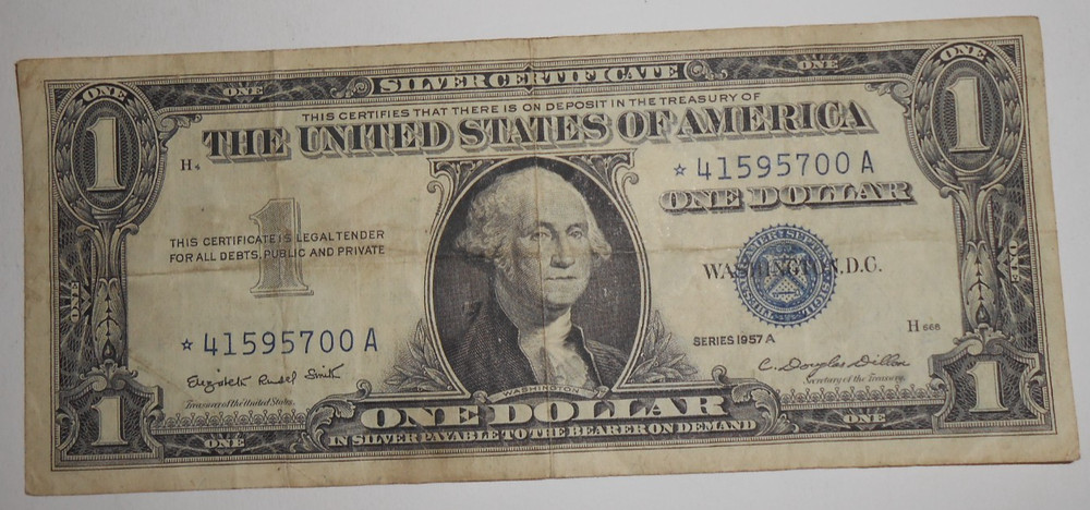 1957 A Silver Certificate Star Note AVERAGE CIRCULATED - * 41595700 A
