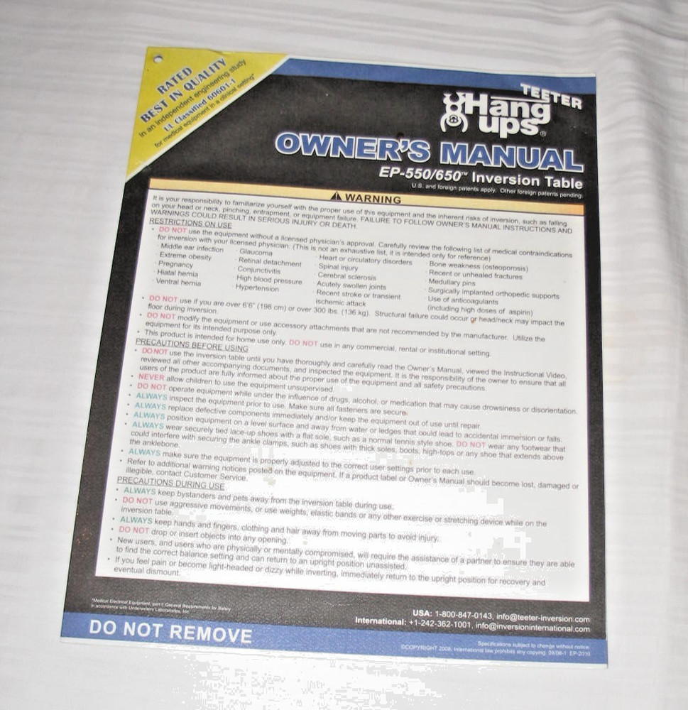 Teeter Hangups Inversion Table