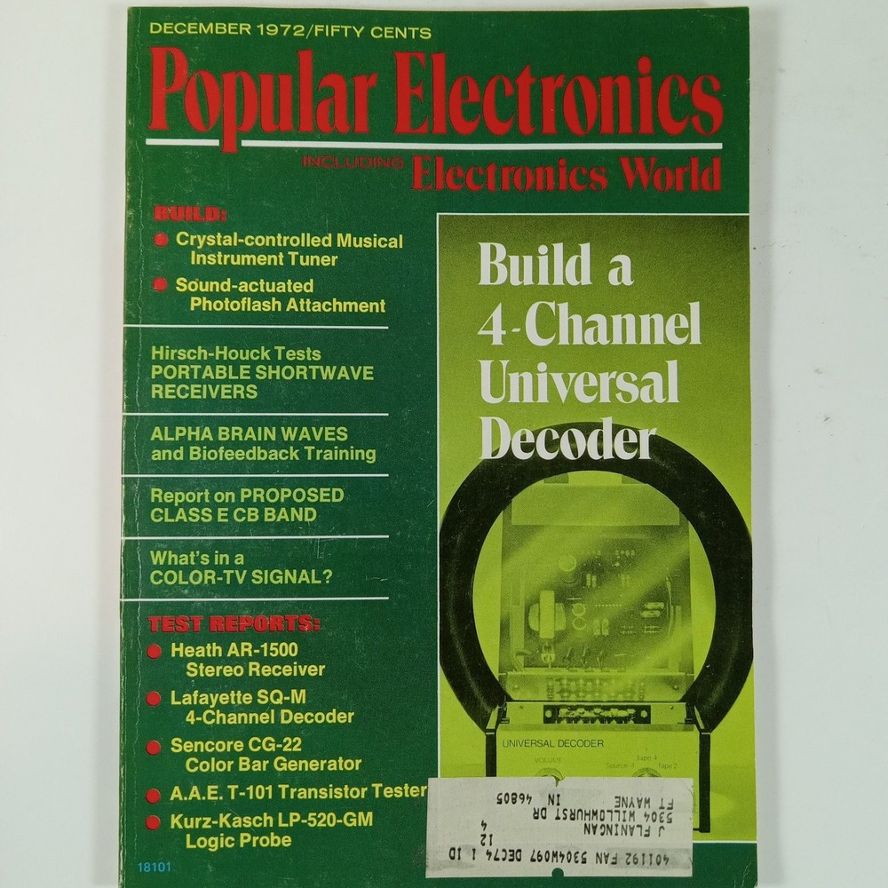 Popular Electronics December 1972 Magazine Electronics World CB Band