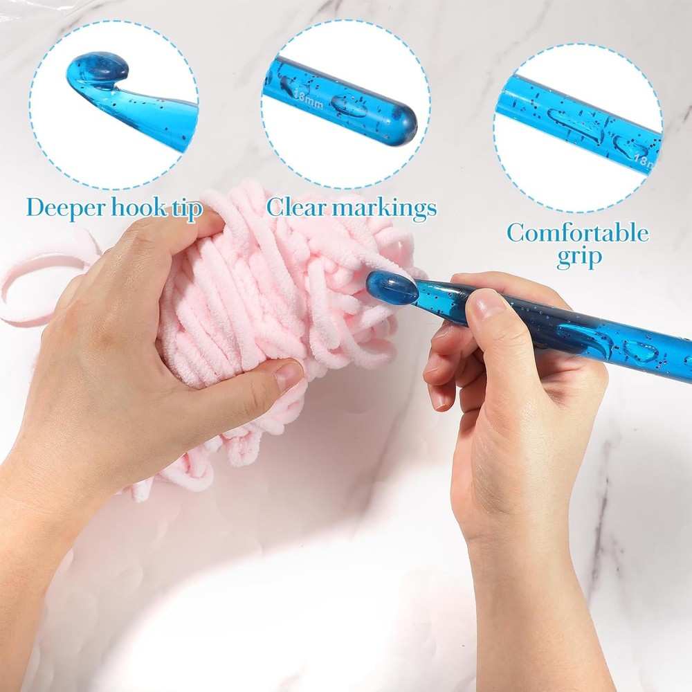 Large Ergonomic Crochet Hooks Set