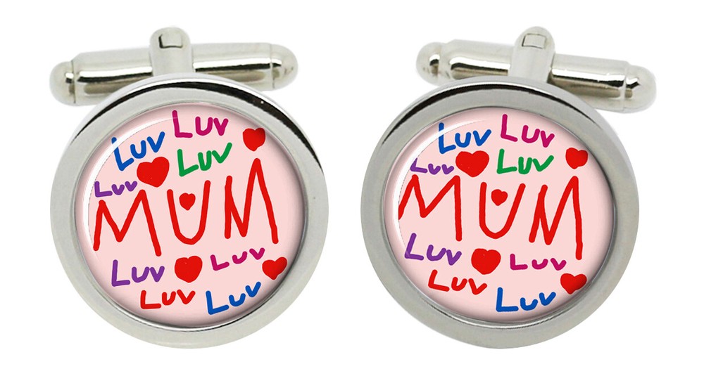 Love Mum Cufflinks in Chrome Box