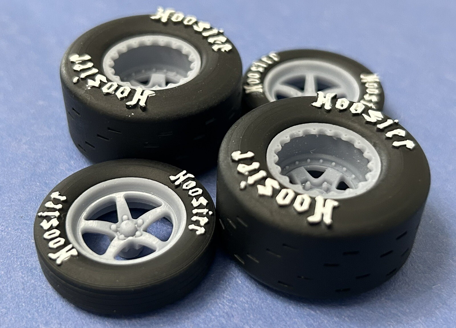 Resin 15/17 Scale in. “Weld Alumastar” Wheels With Hoosier Drag Slicks 1/24,1/25