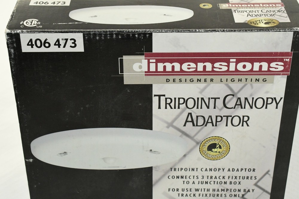 Dimensions Designer lighting Tripoint Canopy Adaptor - Hampton Bay 406473 WHITE