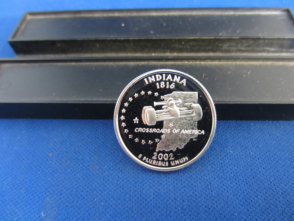 2002-S Silver Quarter INDIANA Upper Grading Ranges Deep Cameo Mirror PROOF
