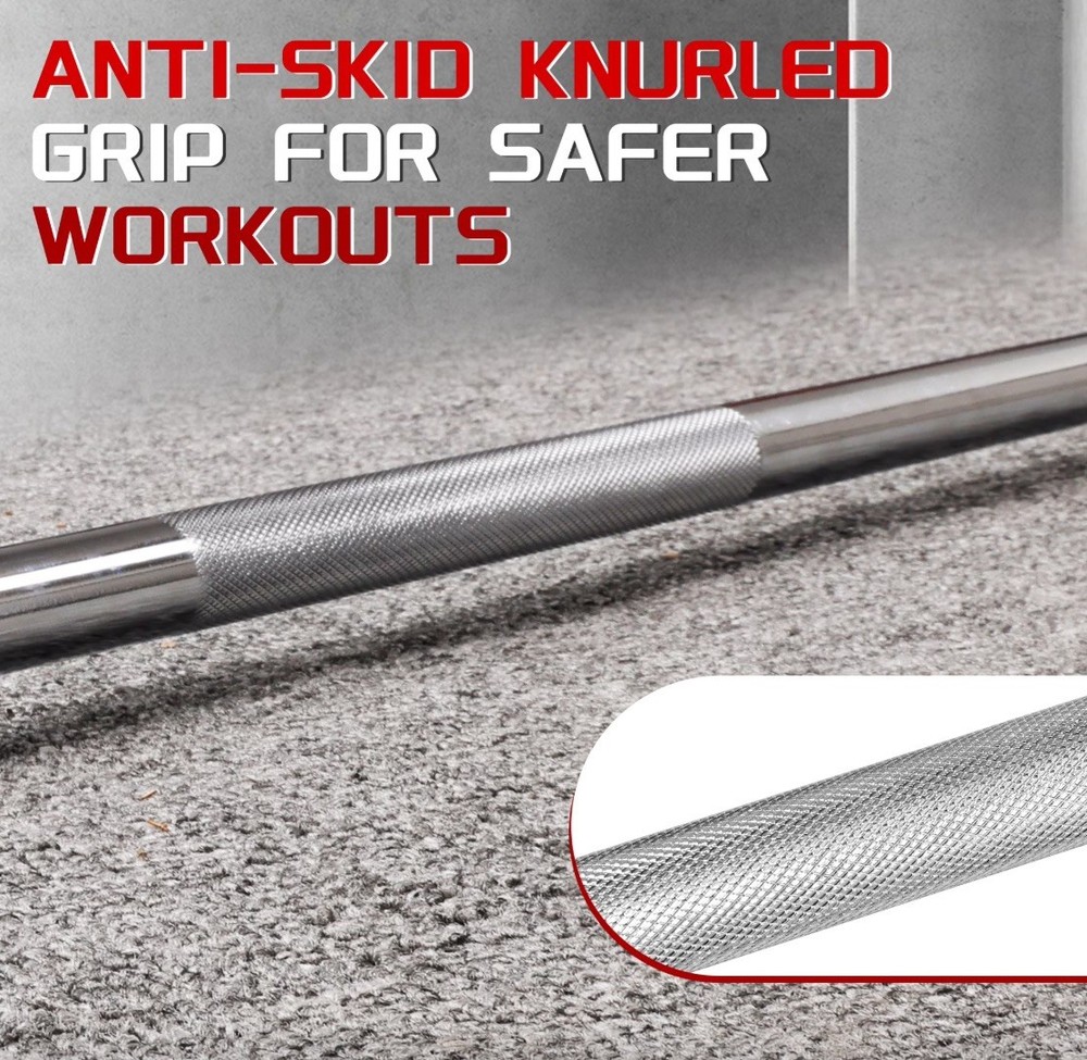 Fitness Weight Bar 5FT Barbell 1 Inch Solid Chrome Workout Exercise Lifting