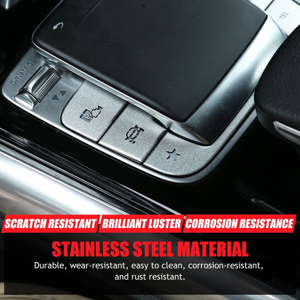 For Benz A-Class 2019-22 Silver Aluminum Multimedia Button Switch Middle Console