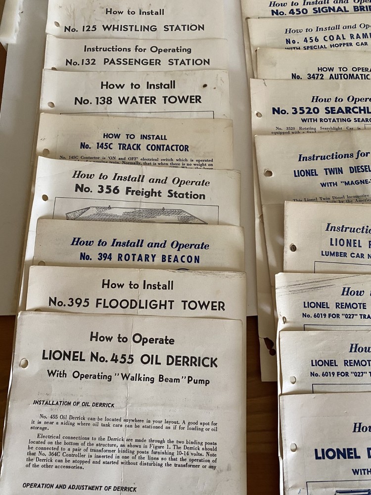 Lionel Postwar Instruction Sheets 15 different
