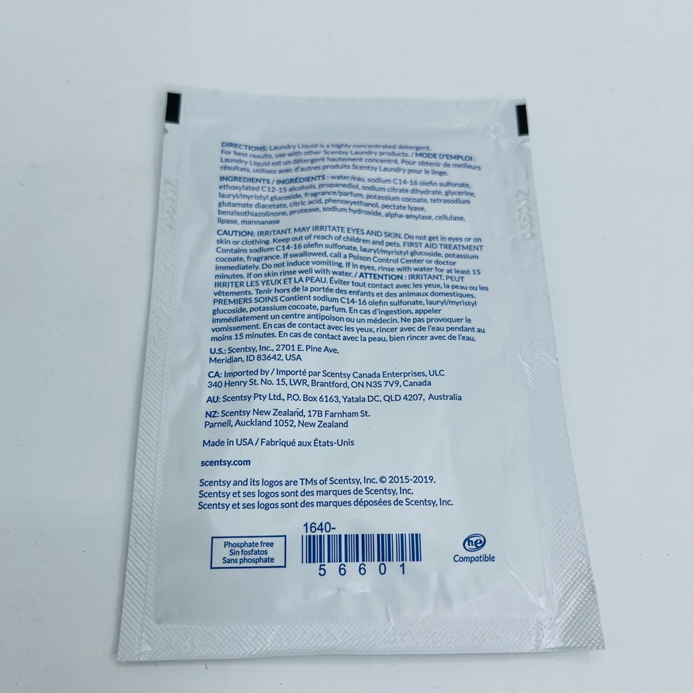 Scentsy Amazon Rain 6 Concentrated Laundry Liquid & 7 Scent Soft Packets Samples