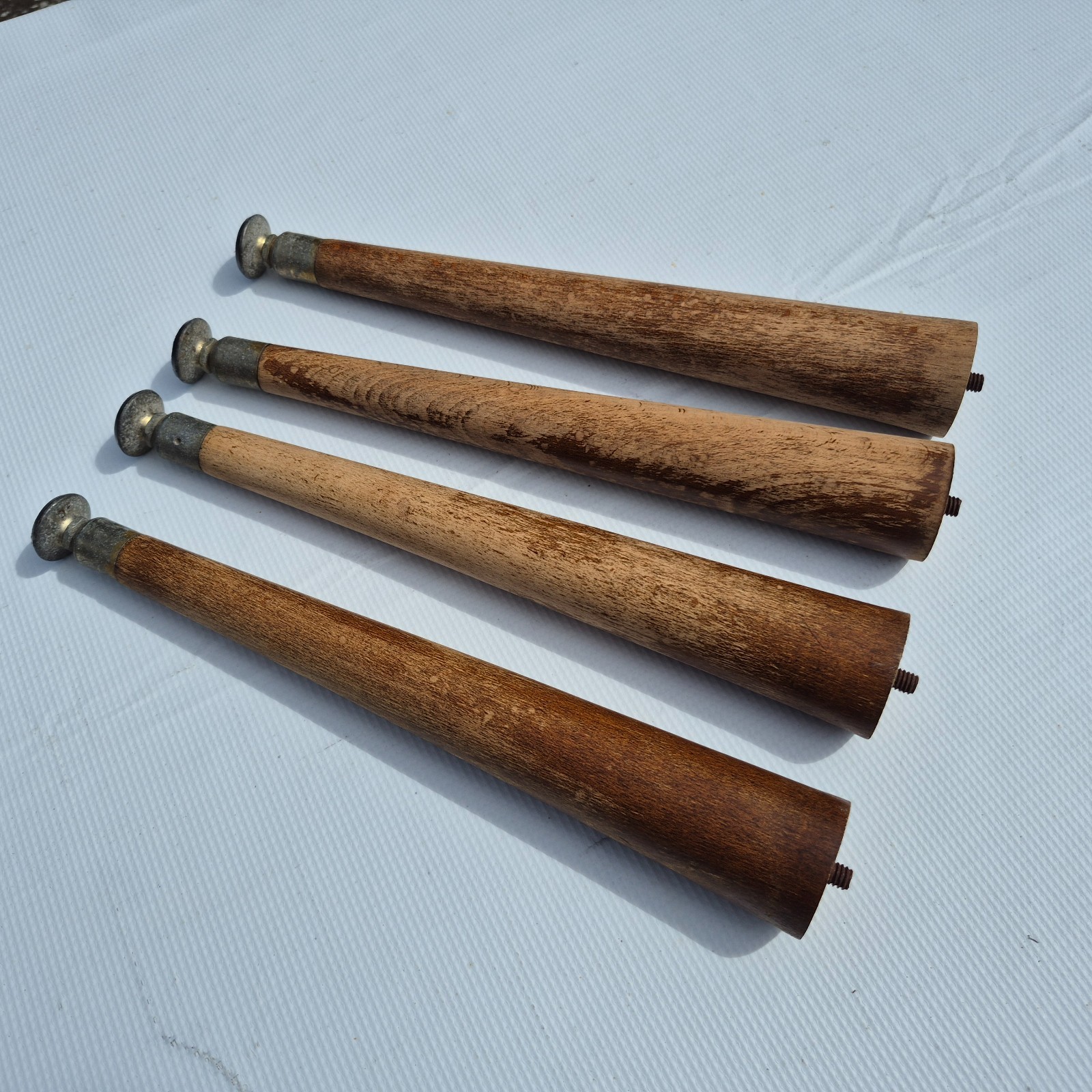4 Mid Century Modern 12 1/2 Inch Table Legs Tapered, Wood Turned 1950s - 60s