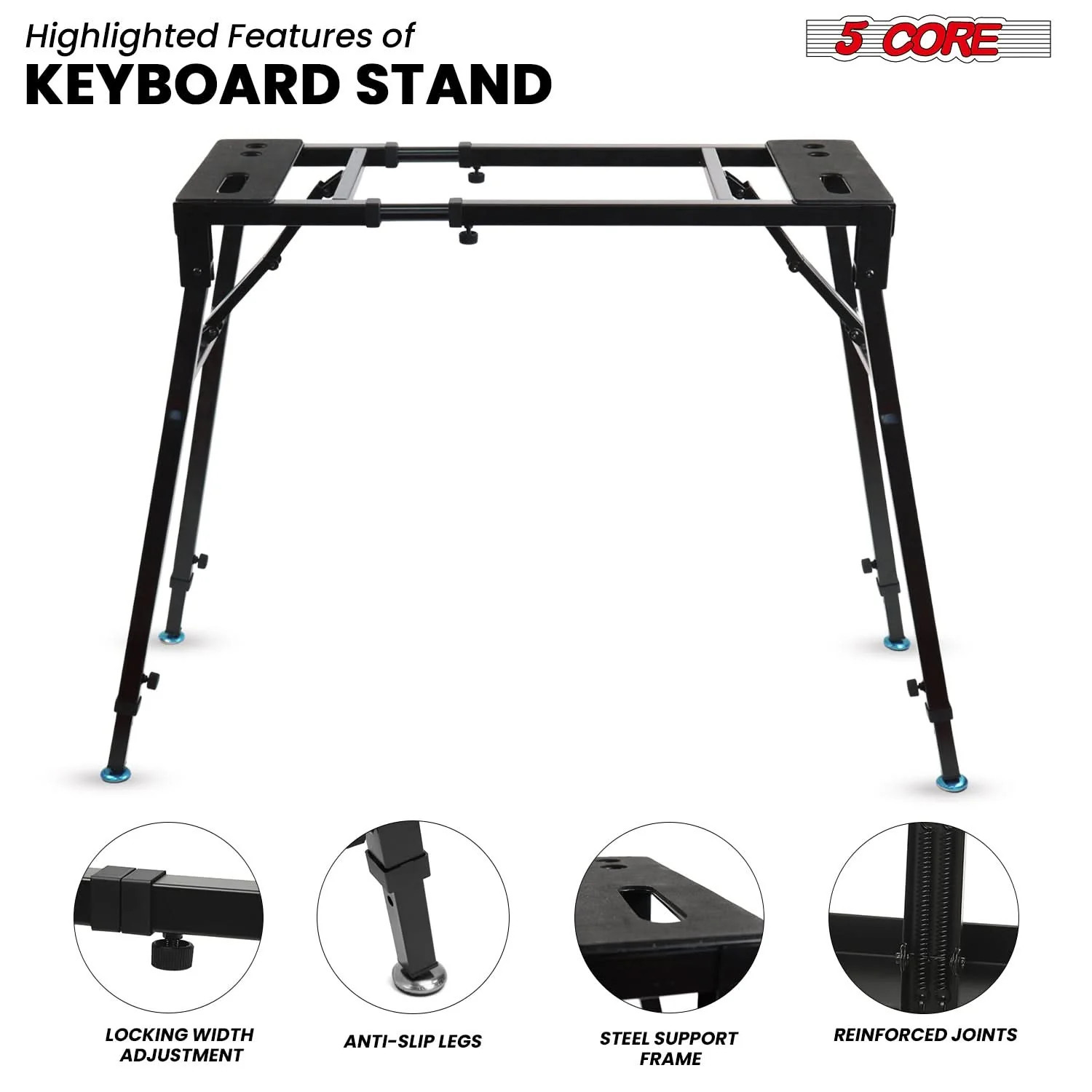 5 Core keyboard Stand Adjustable Electric Piano Holder for 54-88 Key Boards