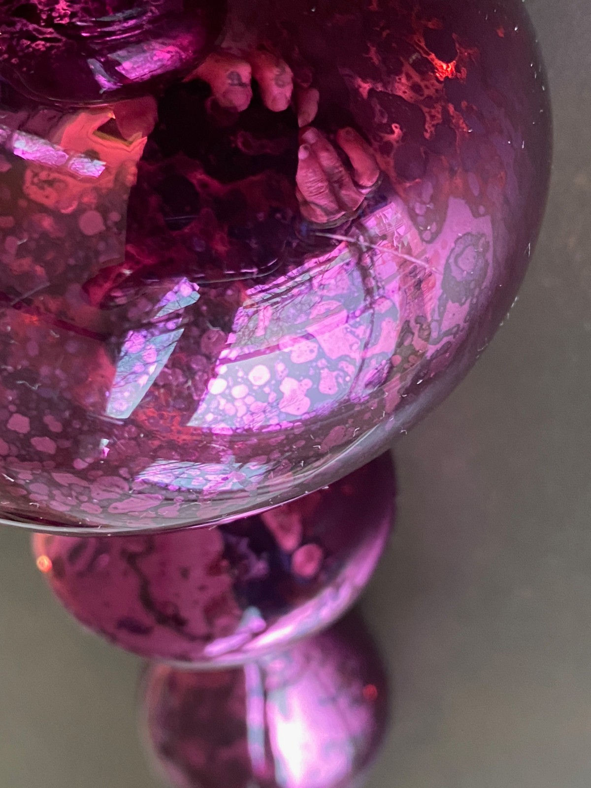 Large 11.5" Purple Mercury Glass Finial Ornament Hand Blown w/ Hand Formed Loop