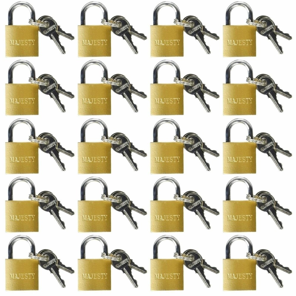 20 Pcs 25mm Solid Brass Mini Padlock Set Pad Locks w/ 2 Keys for Locker Luggage