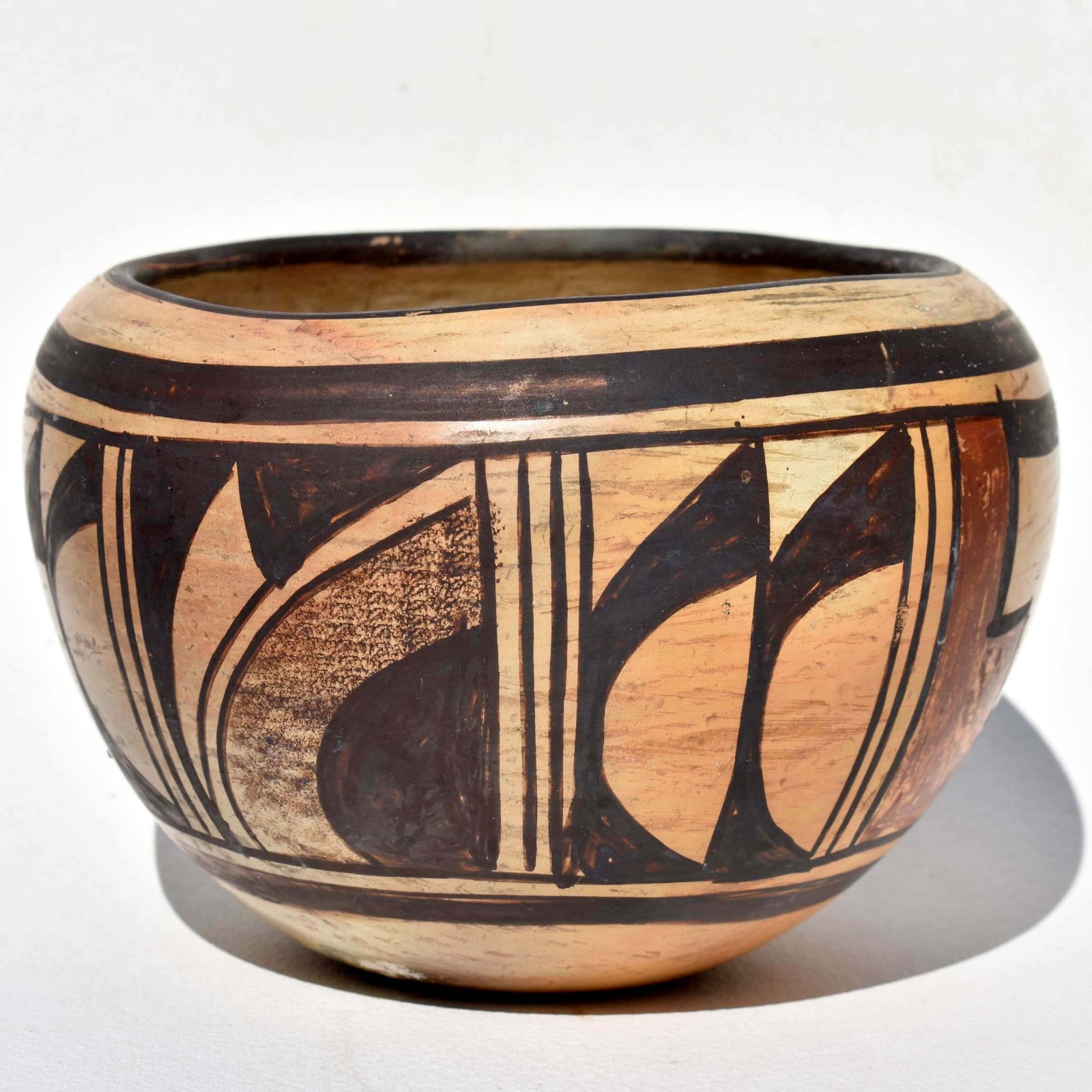 20th C Antique Hopi Sikyatki Revival - Yellow Ware Pot - Polychrome Olla Bowl