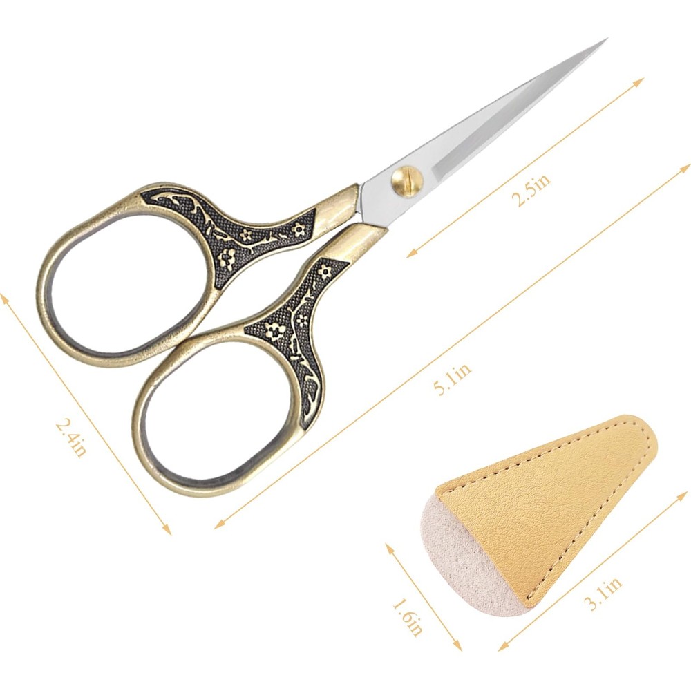 2 Pack Embroidery scissors, Small Sewing Scissors with Pu Sheath, Sharp Croch...