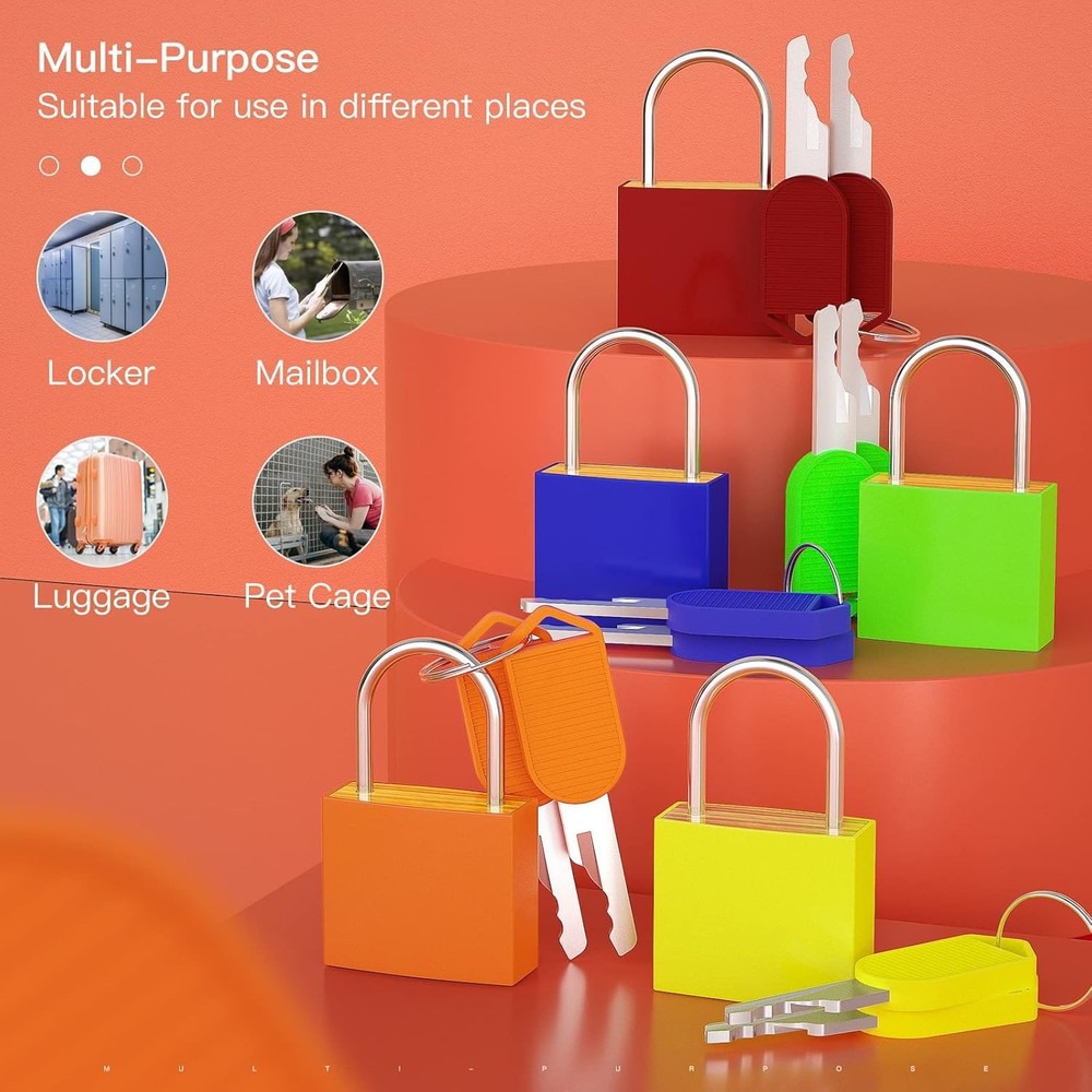 5Pcs Small Locks with Keys, Multicolor Luggage Locks ABS Plastic Covered