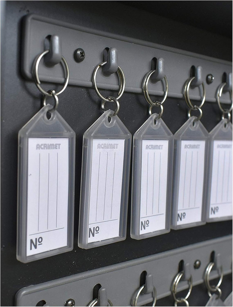 Secure 128-Key Wall Mount Organizer with Lock & Numbered Hooks - Black