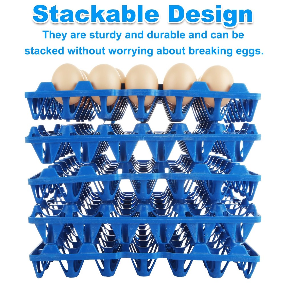 12PCS Plastic Egg Trays Egg Crates, Stackable Eggs Cartons Egg Flats, Each Ho...