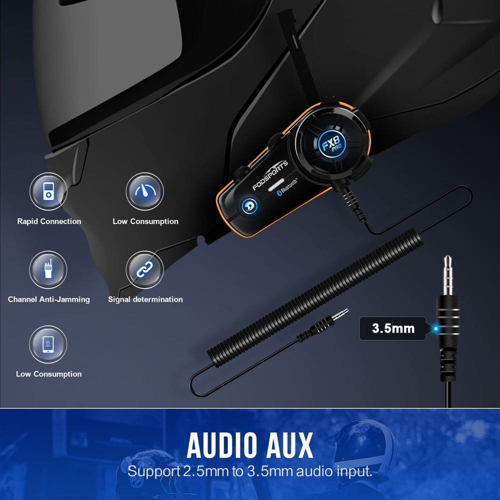 4x FX8 Pro Motorcycle Bluetooth Headset Helmet Intercom 10 Riders Communication
