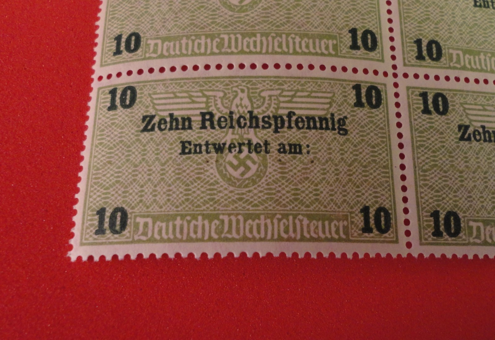 World War 2 -WWII NAZI Germany - RARE Large Swastika Eagle Stamps: Block of Four
