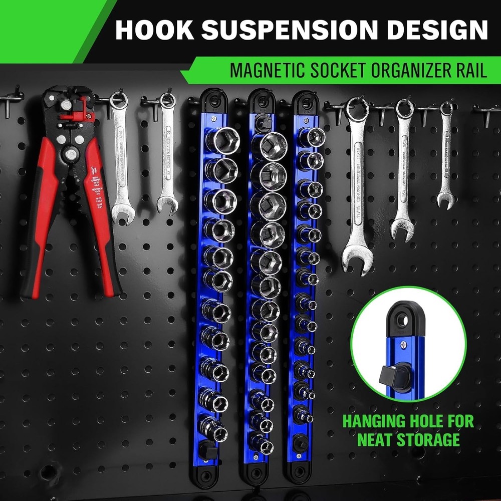 Aluminum 1/2-Inch Socket Organizer Rail - Smart Tool Storage Solution
