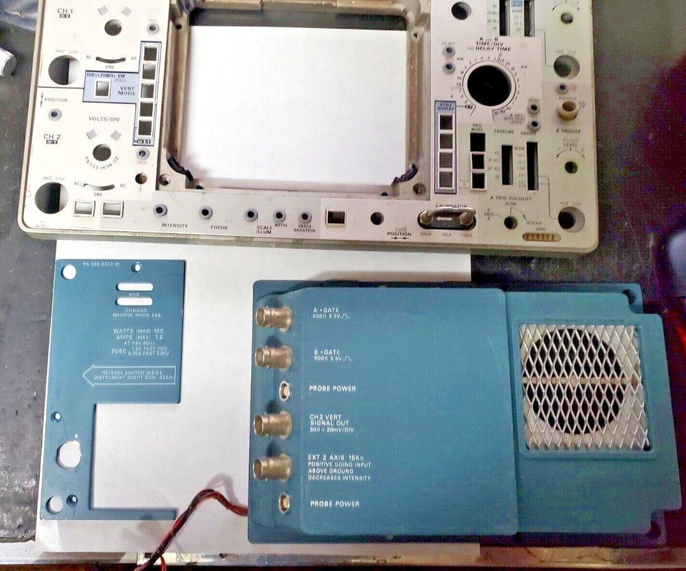tektronix 475 front panel, bezel, rear panels