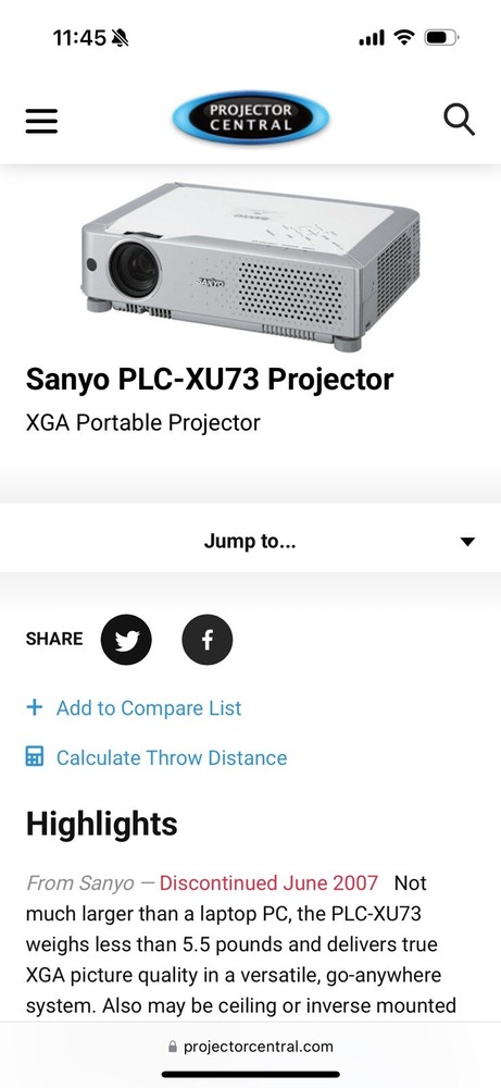 Sanyo PLC-XU73 Projector