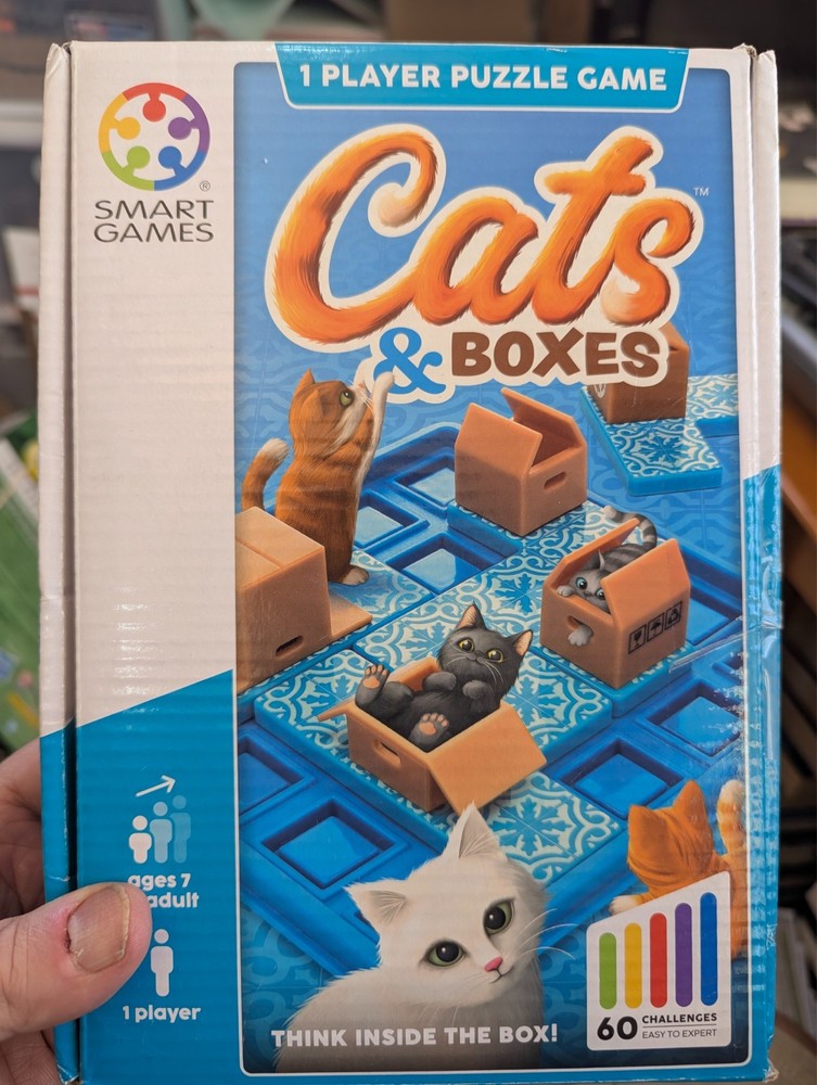 CATS & BOXES Single Player Logic Board Game 100% COMPLETE 2022