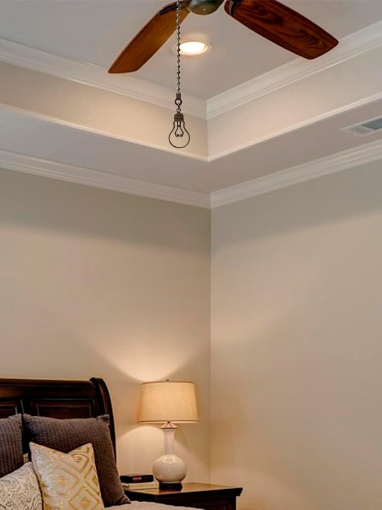 4 Pack Ceiling Fan Pull Chain, 12 Inch Pull Chains Extension, Fan and Bulb Shape
