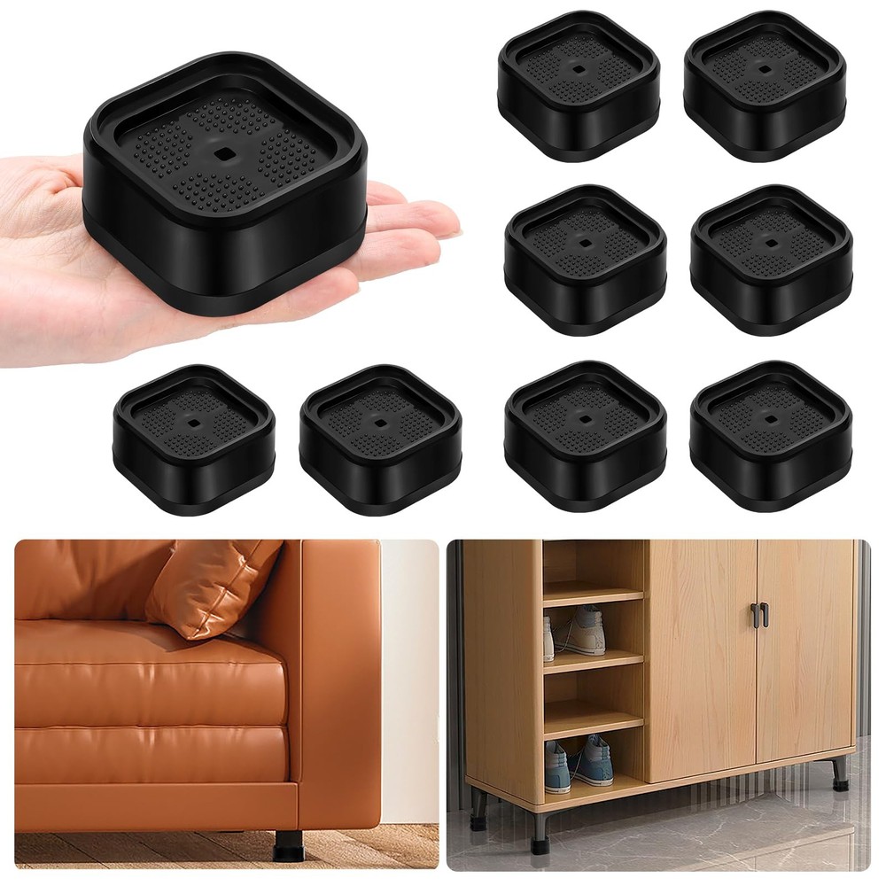 8 Pack Heavy Duty Bed Risers, Adjustable 1-3 Inch Stackable Lift for Desk Sofa