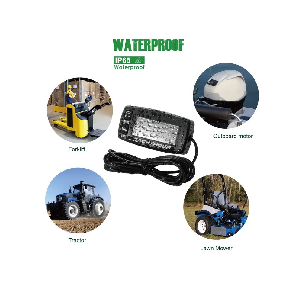 Yooreal Digital Hour Meter Tachometer, Maintenance Reminder Replace... Fast Ship