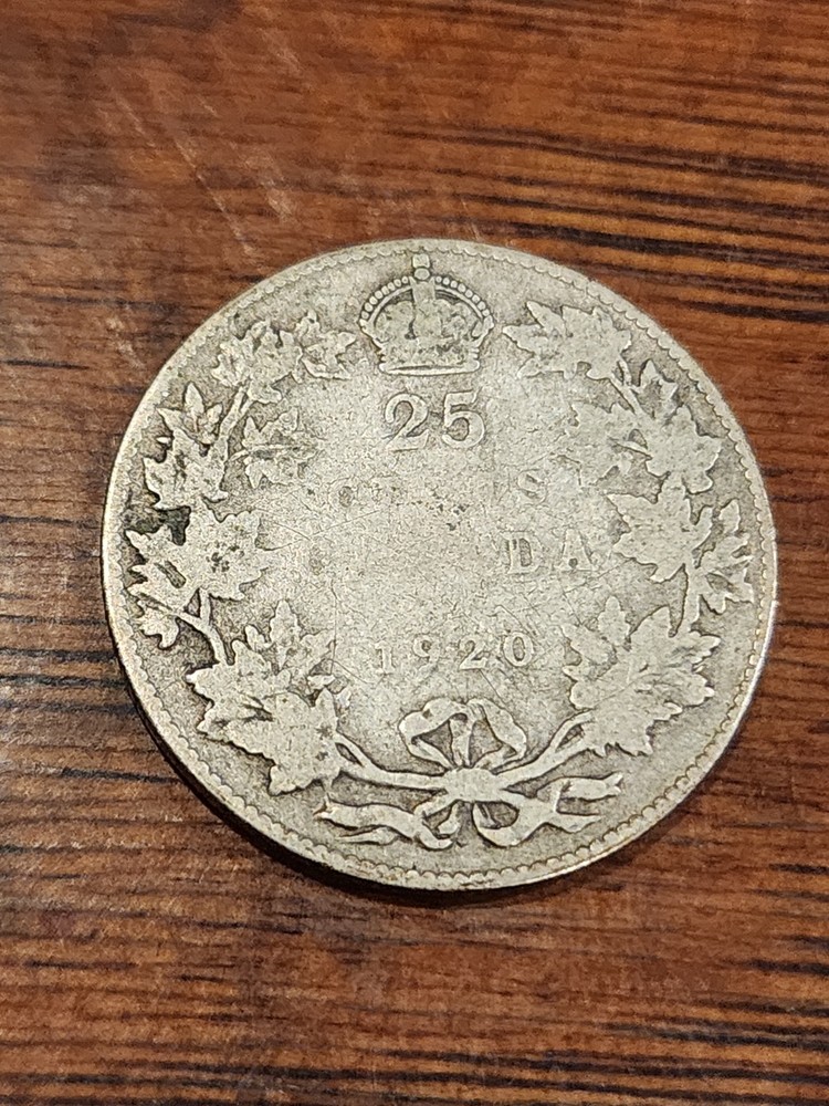 1920 Canada 25 Cents Silver Coin