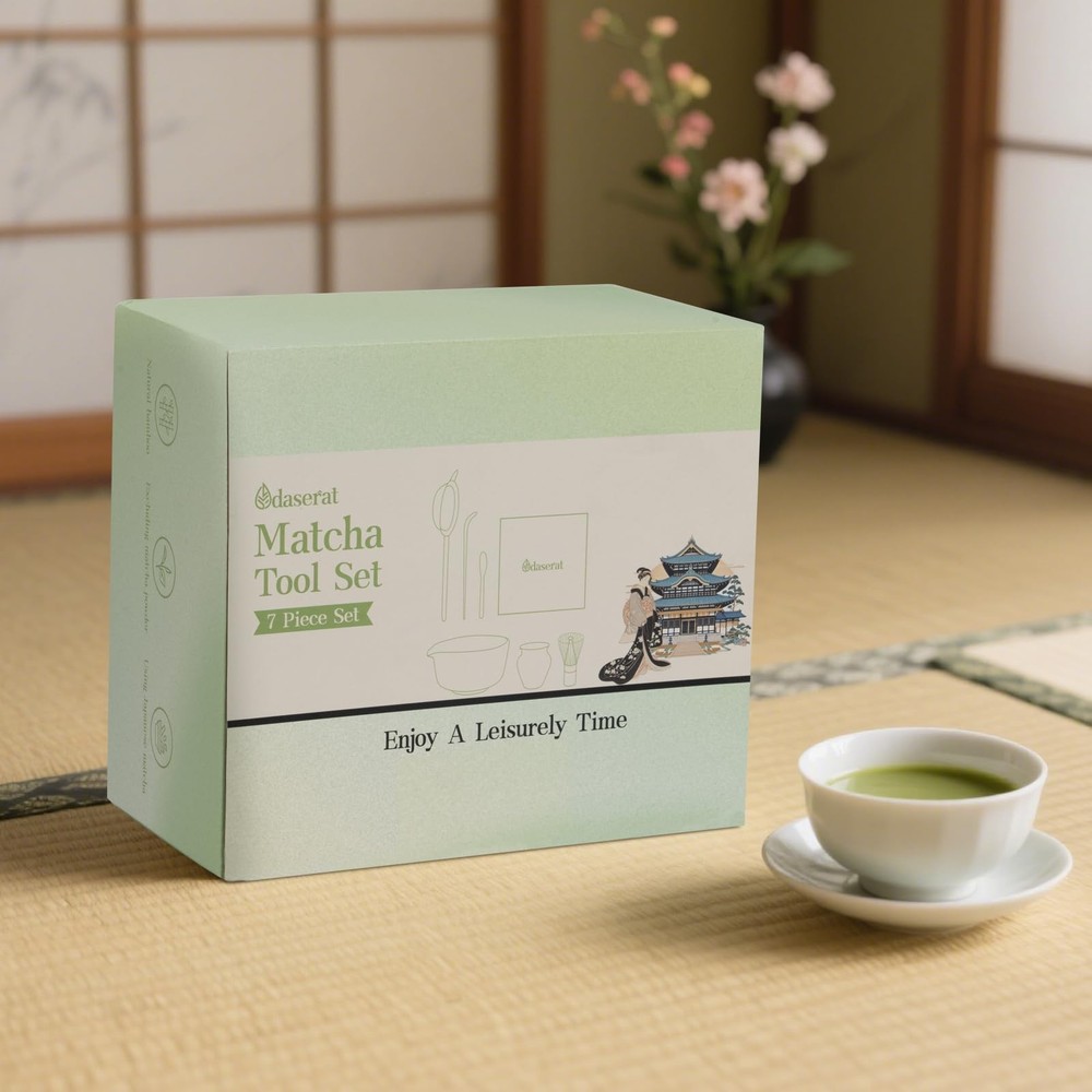 Matcha Whisk Set, 7 Pcs Kit, Premium Ceramic 5x4x3, White