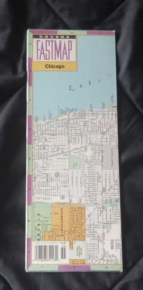 USHA LAMINATED FOLDUP FASTMAP CHICAGO ILLINOIS MAP