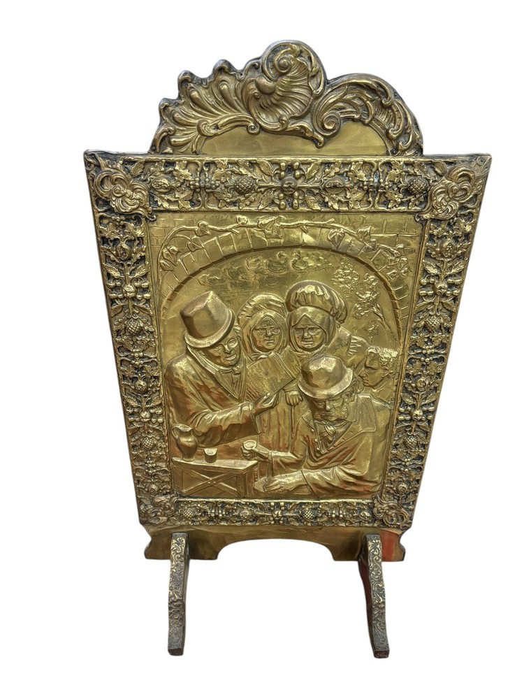 Antique brass fire screen