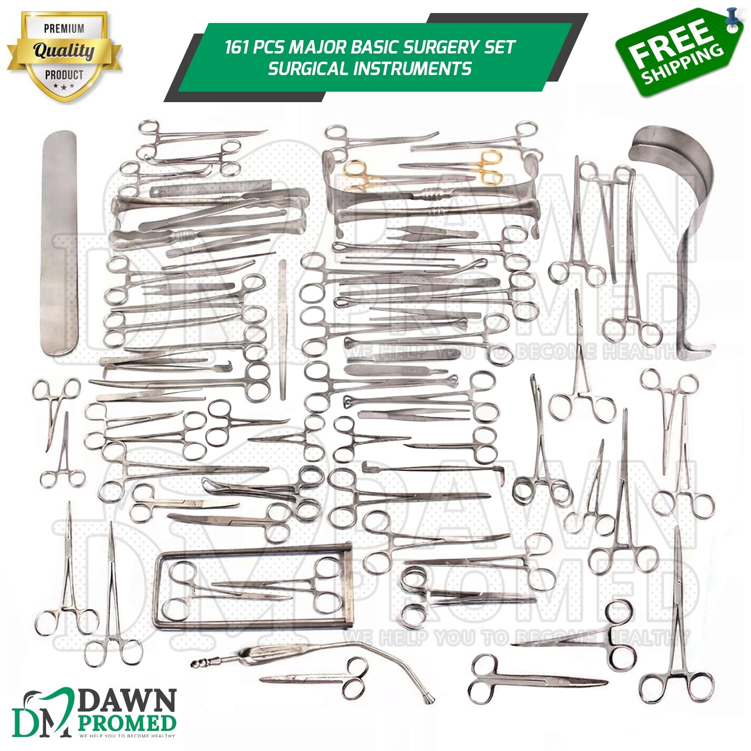 161 Pcs Major Basic Surgery Set Surgical Instruments Kit German Grade