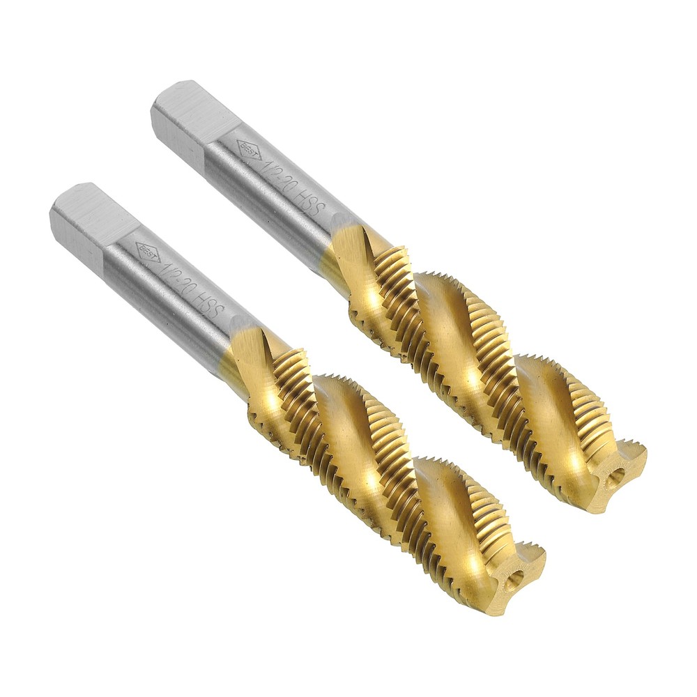 2pack Spiral Flute Thread Taps 1/2-20 UNF Titanium Coated Screw Threading
