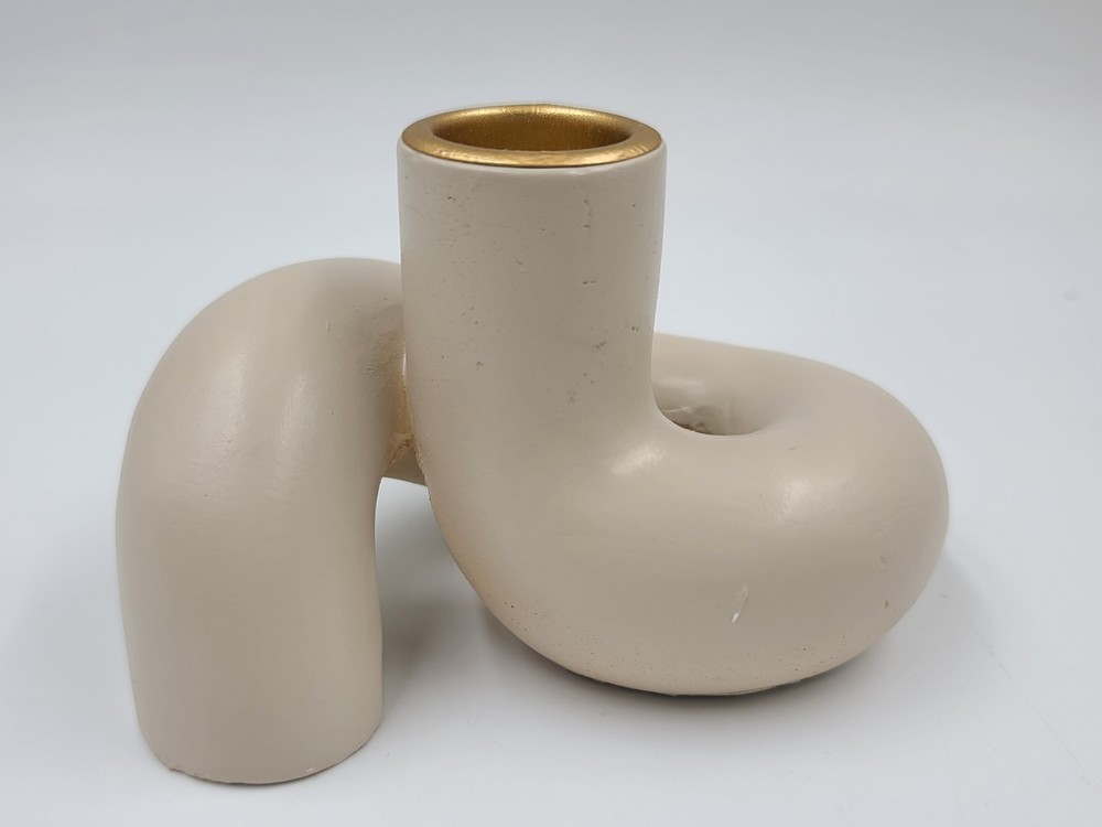Autrelle Single Candle Stick Holder Beige