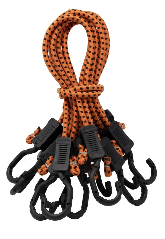 Adjustable Bungee Cords with Hooks 24 in Orange Black Cord
