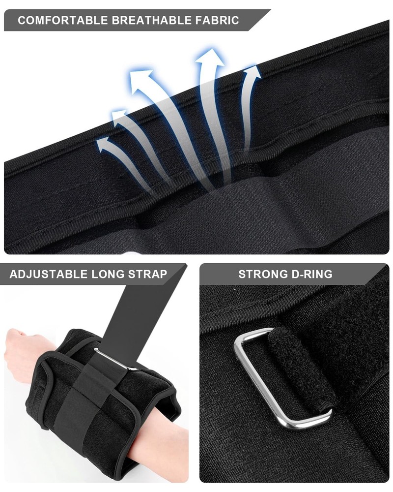 Adjustable Ankle Weights 1-5 LBS Pair from lbs, Total, Black